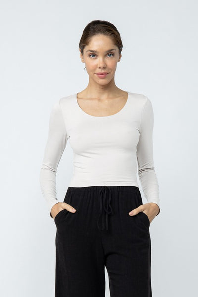 Double Layered Scoop Neck Crop Top
