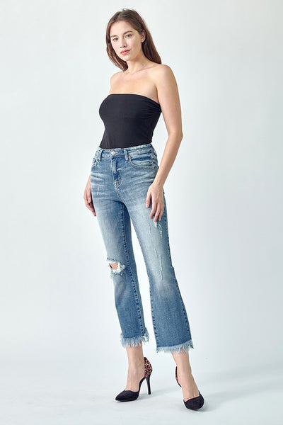 High Rise Crop Flare Jeans