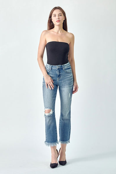 High Rise Crop Flare Jeans