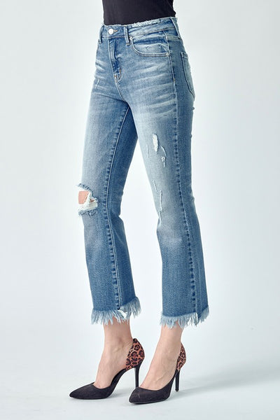 High Rise Crop Flare Jeans