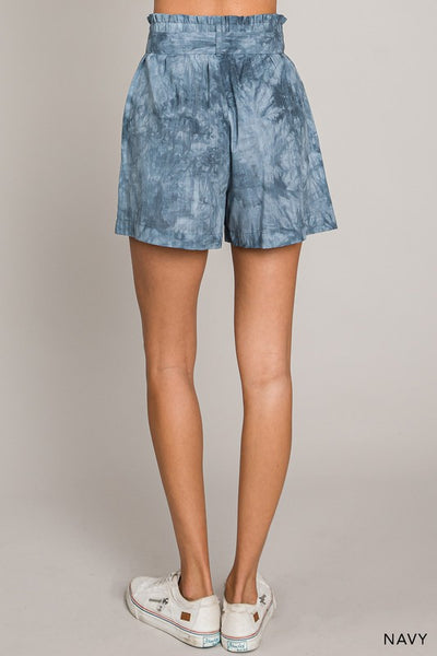 Tie Dye Printed Casual Shorts With Belt