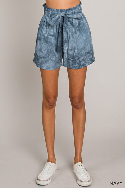 Tie Dye Printed Casual Shorts With Belt