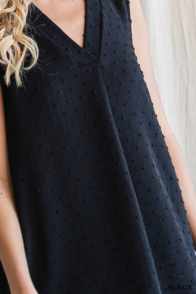 Black V Neck Sleeveless Front Detail Top
