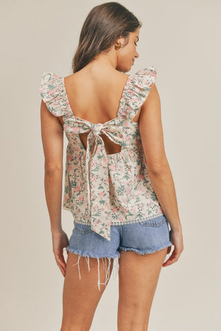 Ruffle Sleeve Eyelet Babydoll Tank