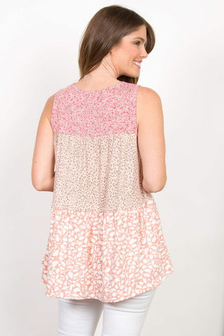 Tiered Color Block Top - Mauve