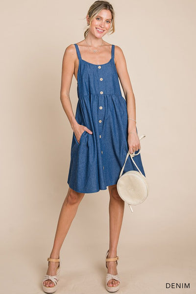 Light Weight Soft Denim Tank Babydoll Dress