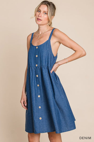 Light Weight Soft Denim Tank Babydoll Dress