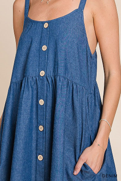 Light Weight Soft Denim Tank Babydoll Dress