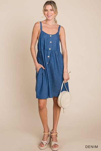 Light Weight Soft Denim Tank Babydoll Dress
