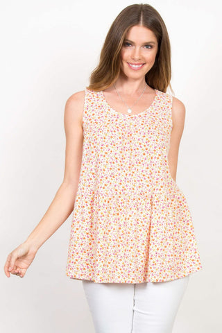Daisy Print Tiered Top - Ivory