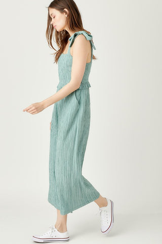 Wrinkle Texture Wide Leg Jumpsuit