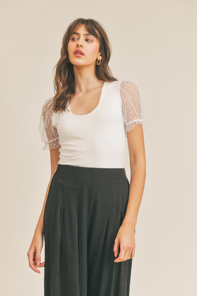 Scoop Neck Puff Top