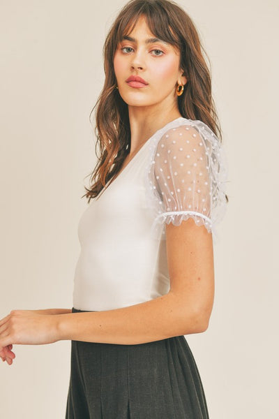 Scoop Neck Puff Top