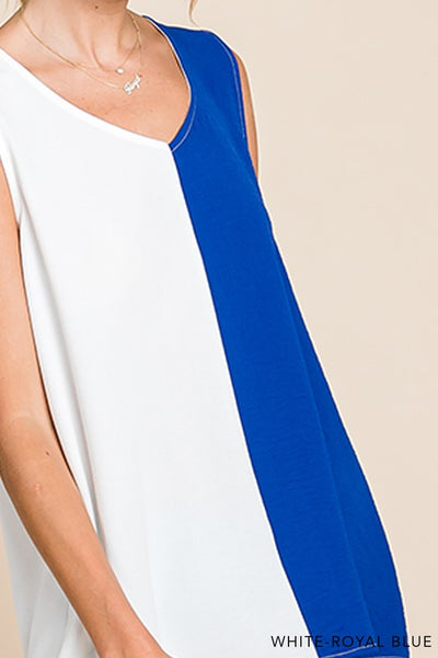 Color Block V Neck Sleeveless Top