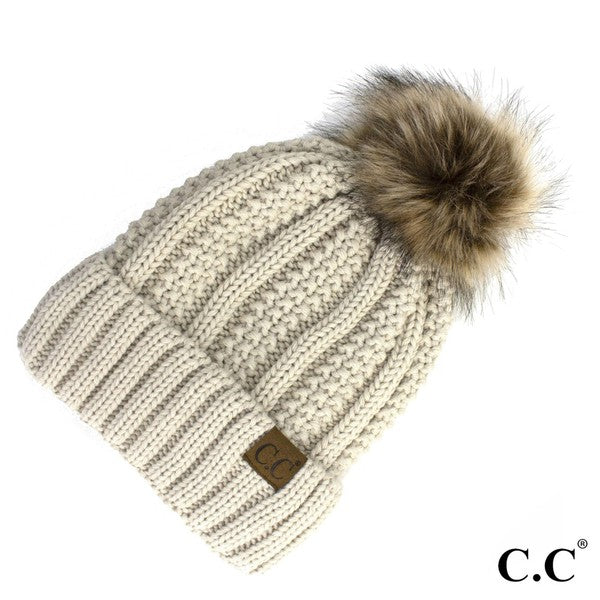 Fuzzy Lined CC Hat with Pom