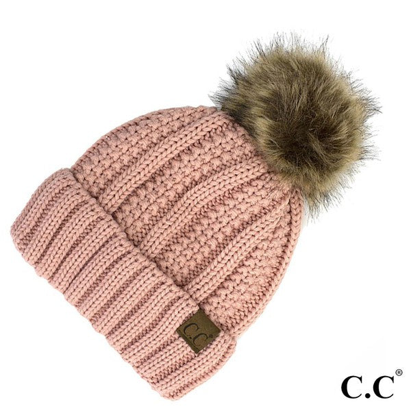 Fuzzy Lined CC Hat with Pom