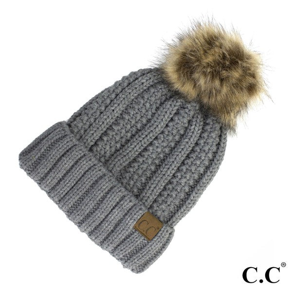 Fuzzy Lined CC Hat with Pom
