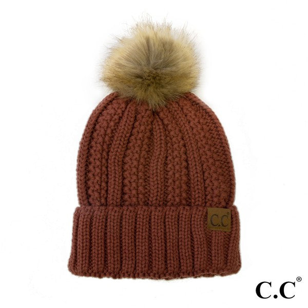 Fuzzy Lined CC Hat with Pom
