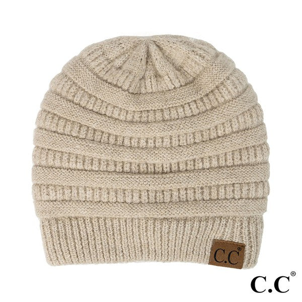 CC Ribbed Heather Beanie with Fuzzy Lining