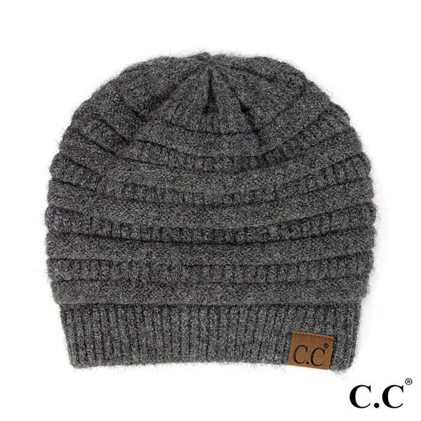 CC Ribbed Heather Beanie with Fuzzy Lining