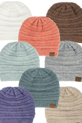 CC Ribbed Heather Beanie with Fuzzy Lining