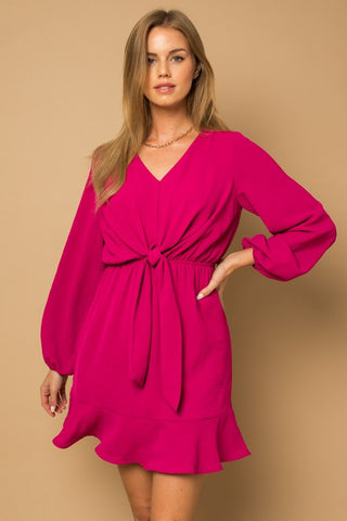 Fun in Fuchsia Tie Waist Dress