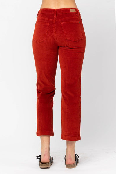 Judy Blue High Rise Button Fly Rust Corduroy Pants