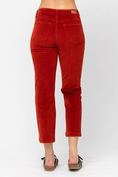 Judy Blue High Rise Button Fly Rust Corduroy Pants