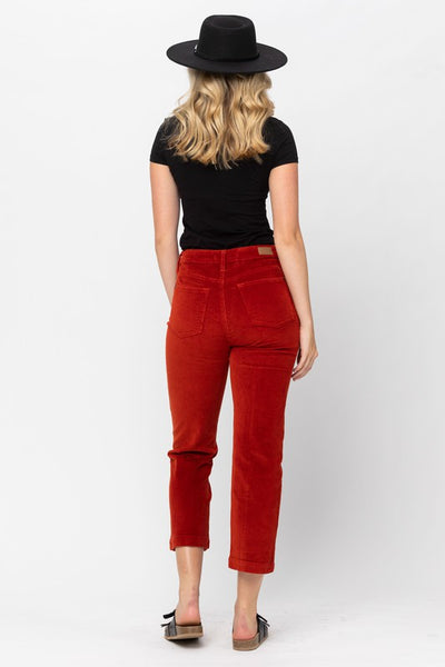 Judy Blue High Rise Button Fly Rust Corduroy Pants