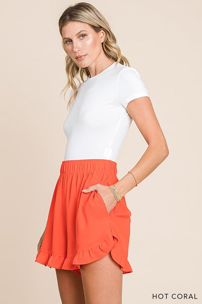 Ruffle Hem Detailed Casual Shorts