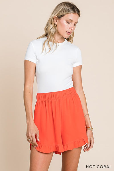 Ruffle Hem Detailed Casual Shorts