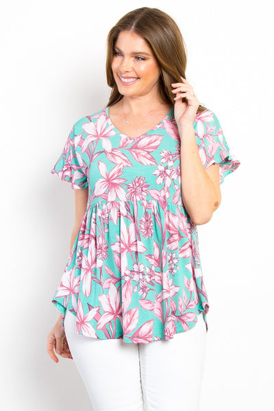 Ruffled Babydoll Top - Mint
