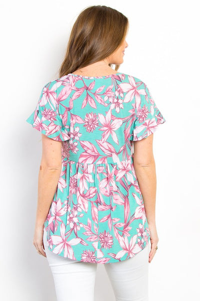 Ruffled Babydoll Top - Mint