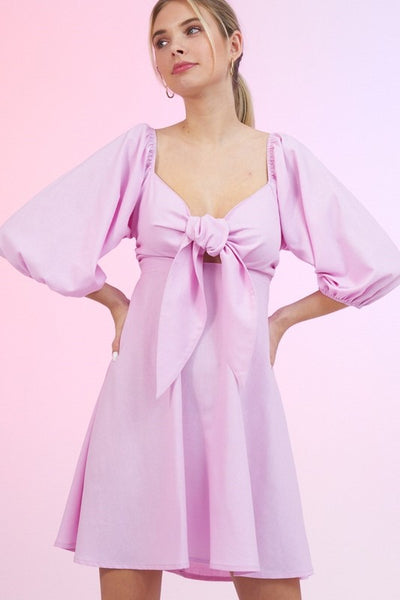Solid Knot Front Cut Out Dress