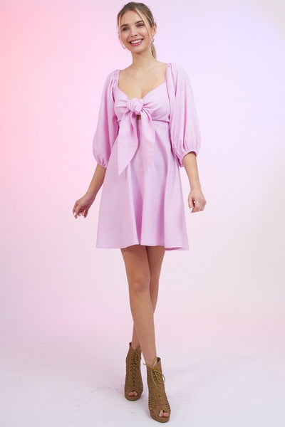 Solid Knot Front Cut Out Dress
