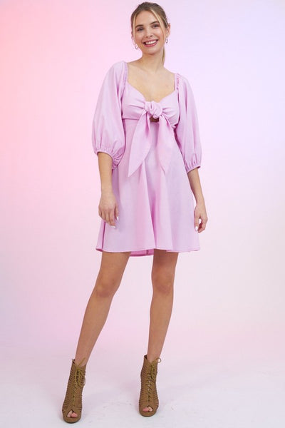 Solid Knot Front Cut Out Dress