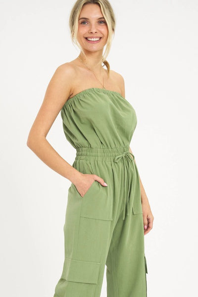 Strapless Cargo Jumpsuit