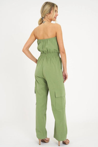 Strapless Cargo Jumpsuit