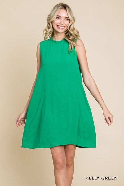 Ruffle Neck Blouse Dress - Multiple Colors