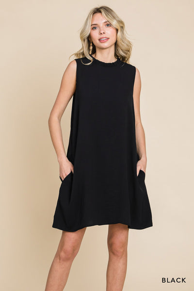 Ruffle Neck Blouse Dress - Multiple Colors