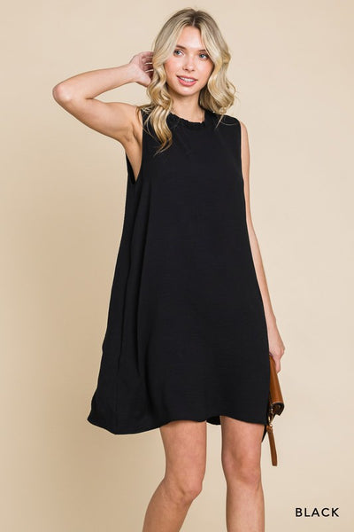 Ruffle Neck Blouse Dress - Multiple Colors