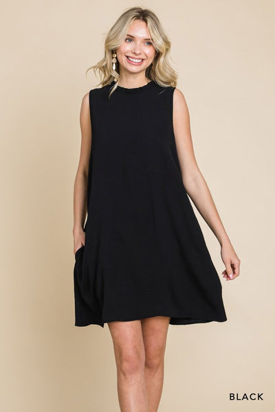 Ruffle Neck Blouse Dress - Multiple Colors