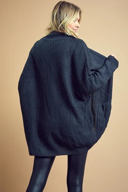 Charcoal Dolman Sleeve Knit Sweater Cardigan