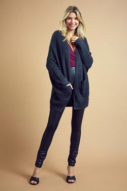 Charcoal Dolman Sleeve Knit Sweater Cardigan