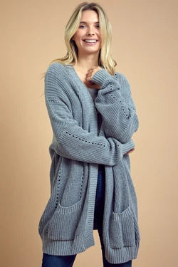 Heather Grey Knit Sweater Cardigan