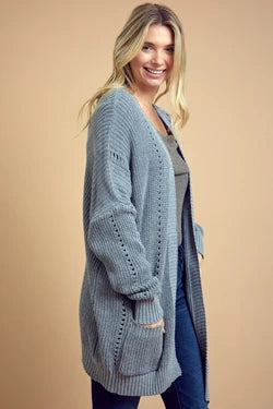 Heather Grey Knit Sweater Cardigan