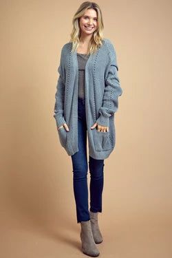 Heather Grey Knit Sweater Cardigan