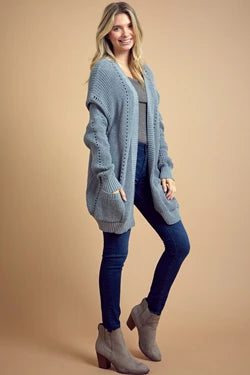 Heather Grey Knit Sweater Cardigan