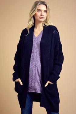 Wavy Twist Knit Sweater Cardigan