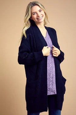 Wavy Twist Knit Sweater Cardigan